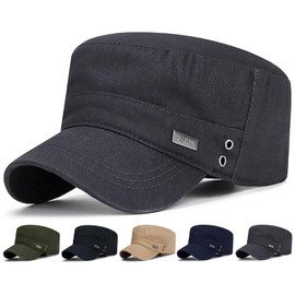 Initlove Cadet Army Cap Military Unisex Flat Top Hat for Men Women Grey