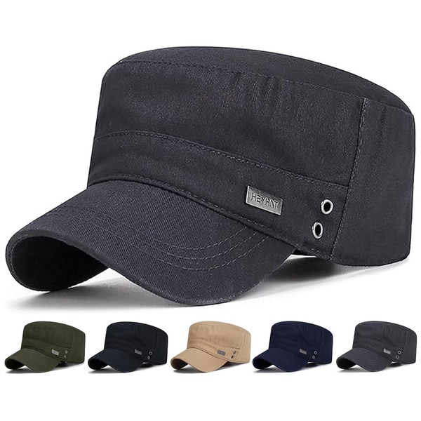 Initlove Cadet Army Cap Military Unisex Flat Top Hat for