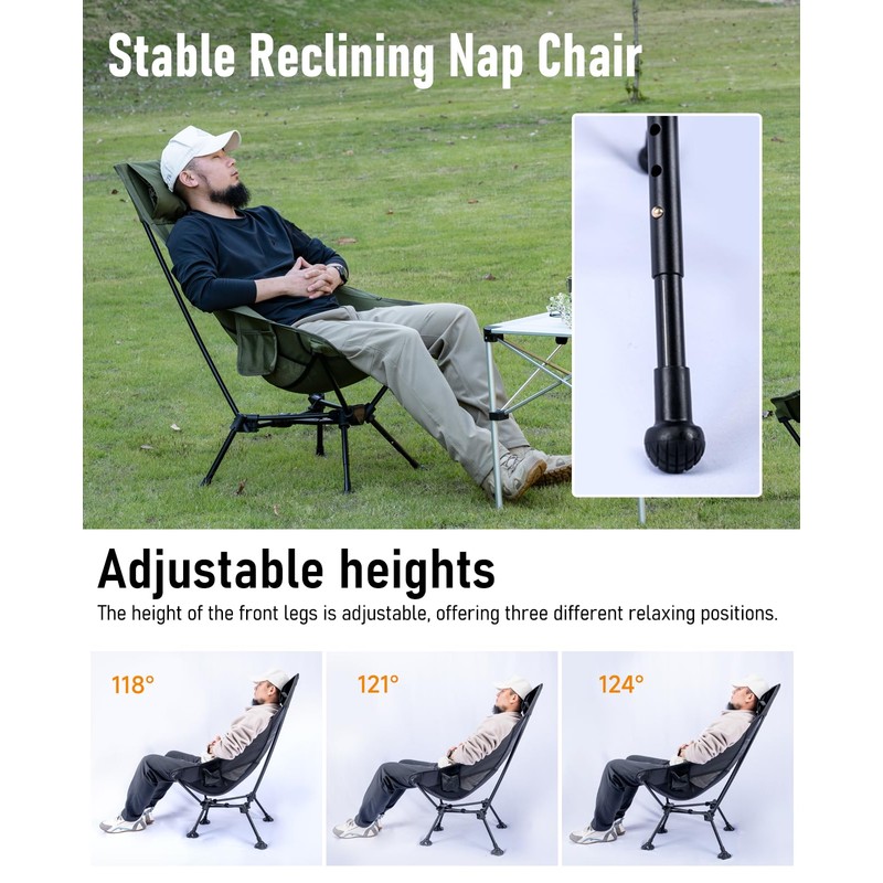 iClimb Ultralight Compact Camping Folding Beach Chair with Anti-Sinking Large