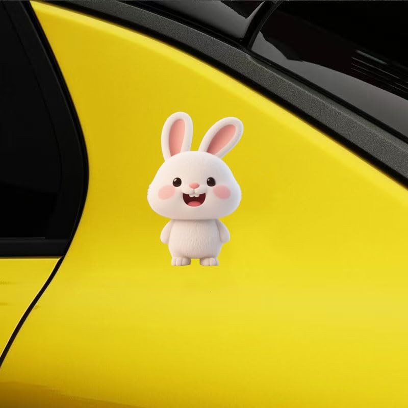 Cute Bunny Car Window Sticker, Waterproof Laptop Decal, 2-Piece Set,