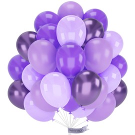 PartyWoo Purple Balloons 60 pcs 12 Inch Light Pastel Dark Metallic Purple Lilac Lavender White Latex Balloons for Graduation Baby Shower Gender Reveal Wedding Butterfly Birthday Party Decorations