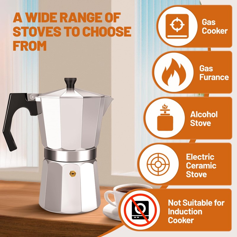 DITOSH 14 Cup Aluminum Espresso Stovetop Moka Pot Express Coffee