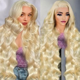 QGVQGV 613 13x6 Lace Front Wig Human Hair 210 Density 24 Inch Blonde Wig Human Hair Body Wave Blonde Lace Front Wigs Human Hair 613 HD Lace Frontal 13x6 Wigs With Baby Hair for Women Pre Plucked