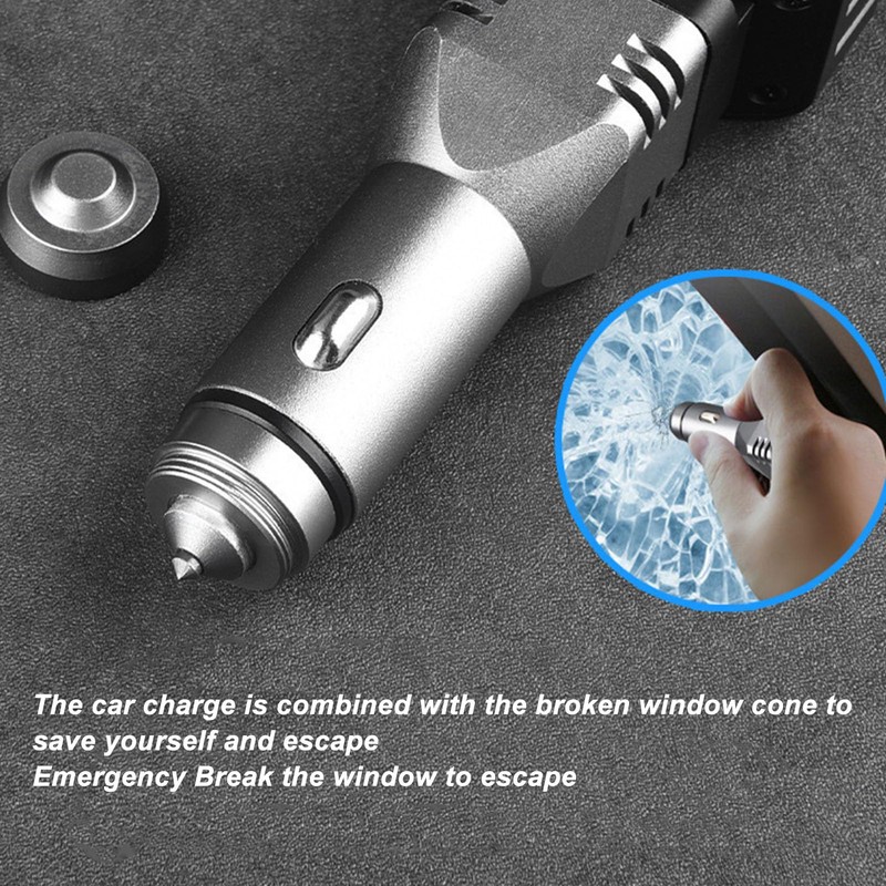 Rechargeable Car Charger Flashlight Dual-Head Super Bright Mini Handheld Emergency