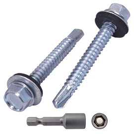 SKIR'CO (Pack of 15) Zinc Plated Roofing Screws 5.5 x 50mm Self Drilling Screws with EPDM Washers Hex Head
