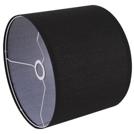 Black Lamp Shade, Large Drum Lampshade 13in Top x 13in Bottom x 10in High, Replacement Lamp Shade Natural Linen Hand Crafted for Table Lamps Floor Lamps Chandelier Lamp, Easy Assembly Required