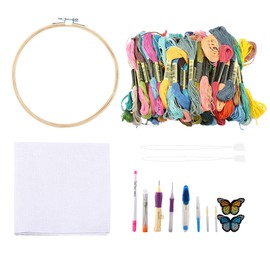 100Pcs/Set  DIY Crafts Colorful Threads Embroidery Pen Punch Needle Kit Set Sewing Tools