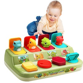 Interactive Pop Up Dinosaurs Toy,Montessori Cause and Effect Toys for 6-12-18 Months Early Learning 1 Year Old Kids, Babies, Toddlers, Boy & Girl Age 2-4