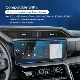 LFOTPP For 2025 2026 GMC Sierra Screen Protector-2022-2026 Sierra 1500& 2024-2026 Sierra 2500HD 3500HD (AT4/AT4X/Denali/Denali Ultimate) (Buttons on the Screen) 13.4 Inch Navi Touchscreen [HD Glass]