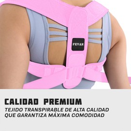 FEVAN Posture Corrector Adjustable for Men and Women, Breathable Back and Sore Throat Relief (Pink)