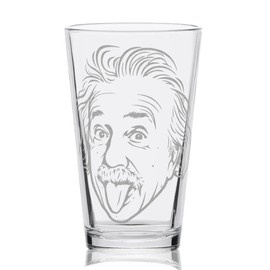 ALBERT EINSTEIN Engraved Pint Glass | Great Gift for Geeks, Nerds, Teachers and Students | Unique STEM and History Beer Decor