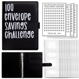 Libro De Ahorro De Dinero De 100 Dias,2024New Savings Challenges Book with Envelopes, 100 Envelopes Money Saving Challenge,Money Saving Binder (Black)