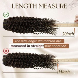 Hetto Curly Clip in Hair Extensions Brown Clip in Curly Hair Extensions Human Hair Thick 135g 20 Inch 7Pcs Clip ins Wavy Extensions #2 Darkest Brown Water Wavy