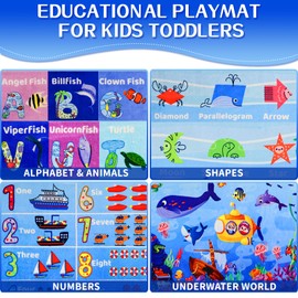 Mfmiudole ABC Kids Rug for Playroom 80×120 CM Ocean Rug Baby Play Mat Alphabet Rug Sea Animal Number Shape Classroom Rug Kids Playroom Rug Early Learning Carpet for Preschool Toddlers XS