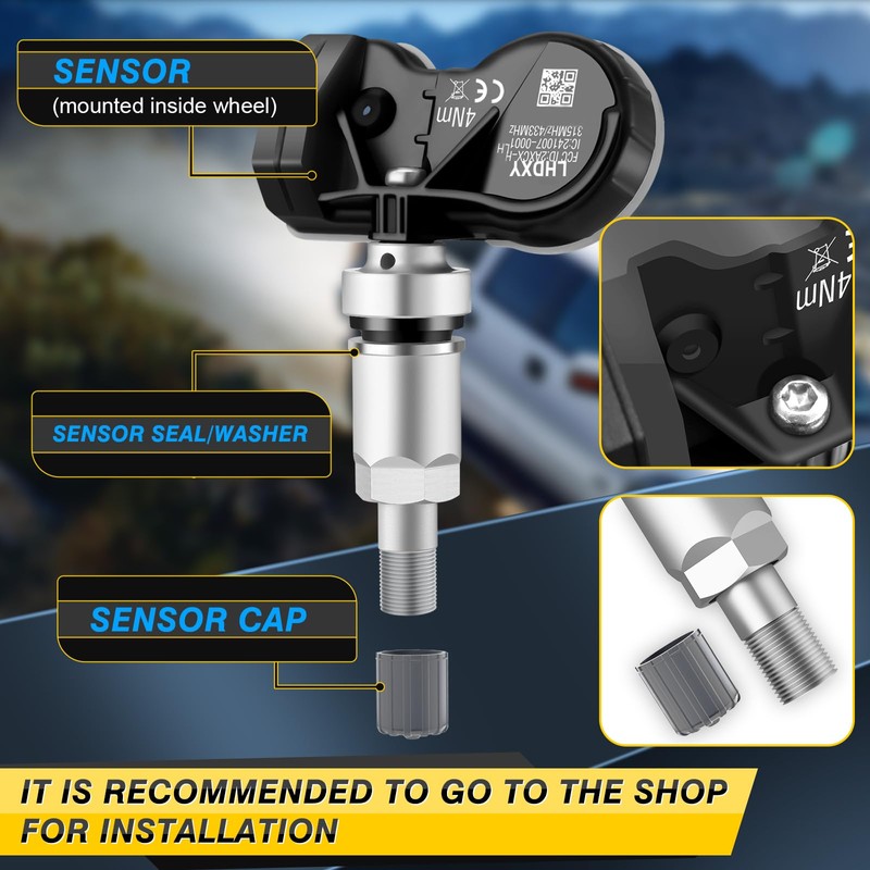 GEARLEADER 4PCS Multi-Protocol TPMS Tire Pressure Sensors Fit for Land