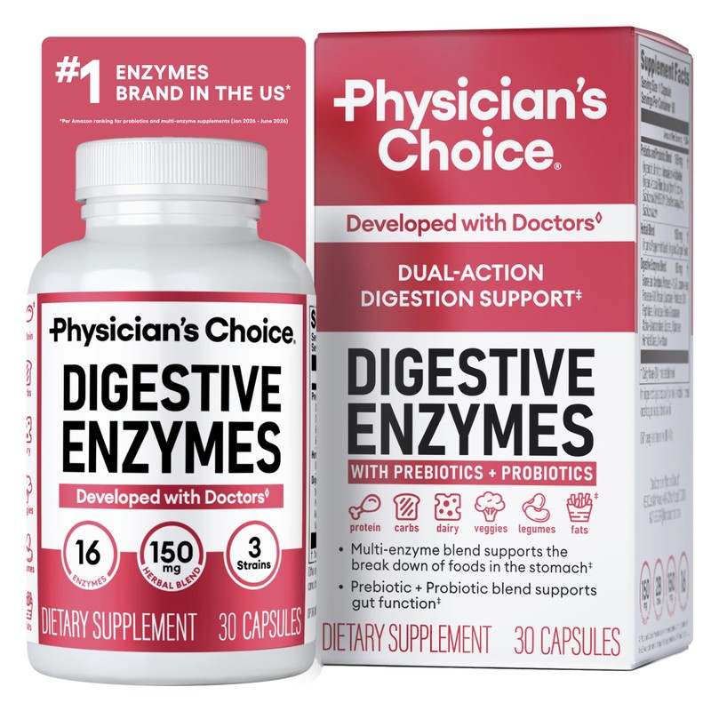 Physicians CHOICE Enzimas digestivas - Multienzimas, bromelina, prebiticos y probiticos