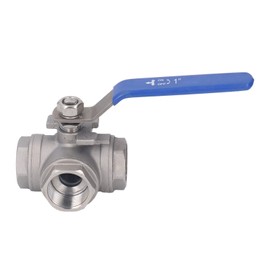 3 Way Ball Valve 1in 304 Stainless Steel Female T Type Manual Drive for Water Oil Gas
