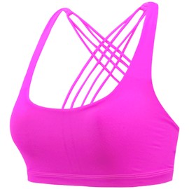 Dress Cici Rose Red Strappy Back Sports Bra, Wireless, Longline, High Impact Racerback Sports Bra for Women Asia Size M