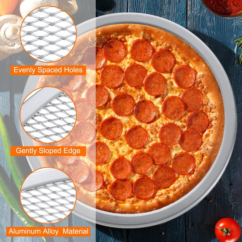 Sourcing Map 2 Pcs 8" Aluminum Round Pizza Baking Screen