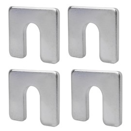 TERF® 50mm X 50mm X 1mm with 14mm Slots Galvanised Steel Packers Horseshoe U Shims Metal Spacers Fender Alignment U Shim Flat Plate Square Washer 1mm Thickness - Pack of 4
