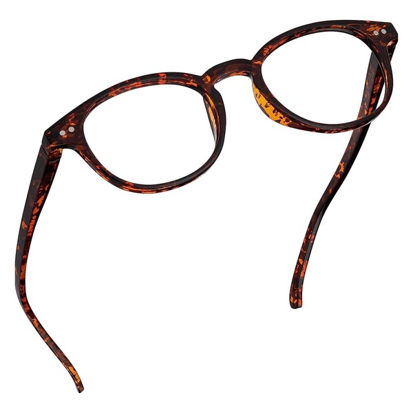 Readerest Gafas de lectura redondas con bloqueo de luz azul (tortuga, aumento de 1.50), gafas de computadora, a la moda para hombres y mujeres, antirreflejos, antifatiga ocular, protección UV