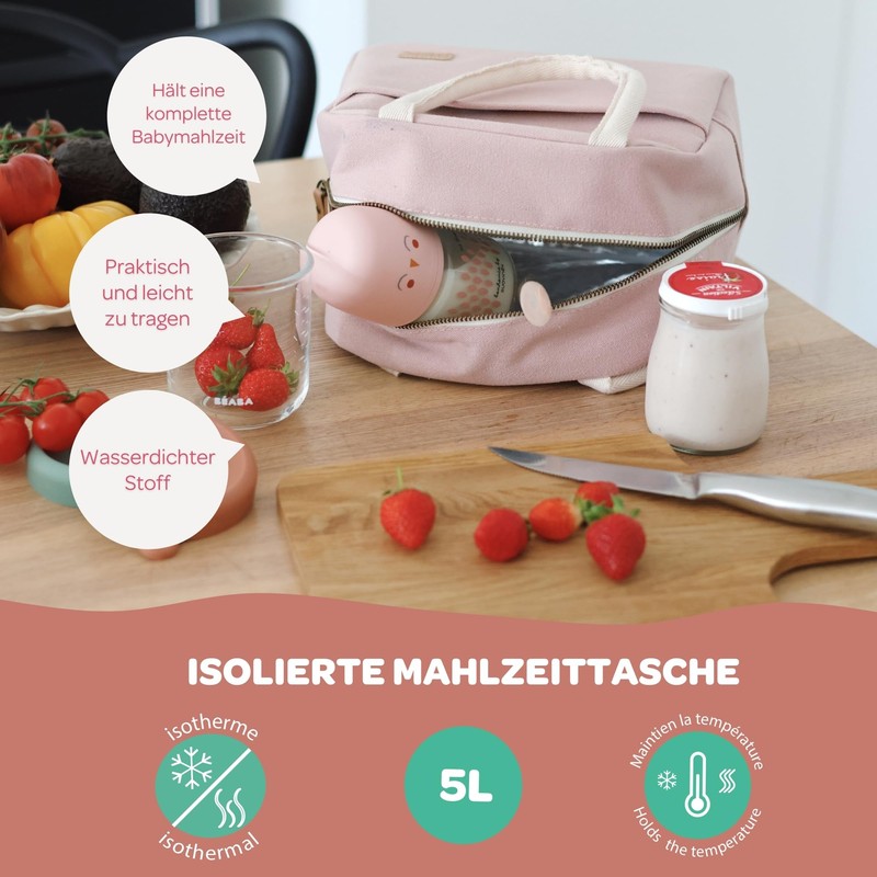 BEABA Insulated Lunch Bag for Baby, Kids Meals, Lunch Box,