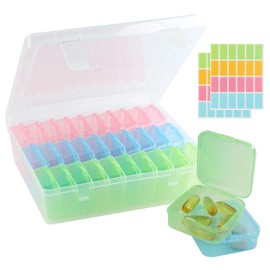 SacJkt Storage Box, 30-Piece Small Storage Box with Lid and Stickers, Organiser Box for Beads, Jewellery, Craft Projects, Hair Accessories, Sewing Accessories (Multi-Colour)