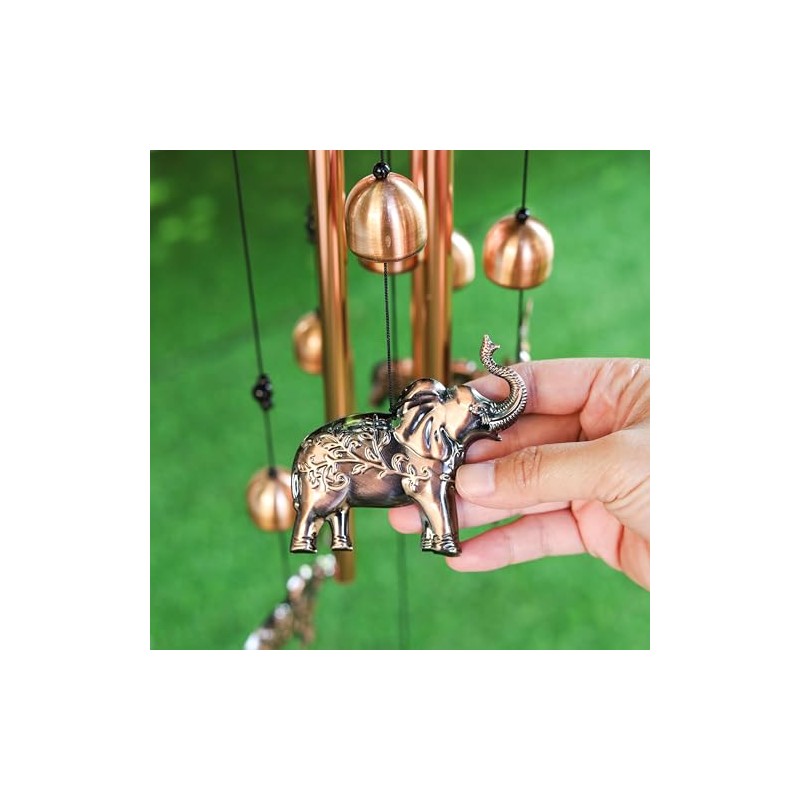 IYARA CRAFT Elephant Wind Chime, Copper Wind Chime, Lucky Elephant
