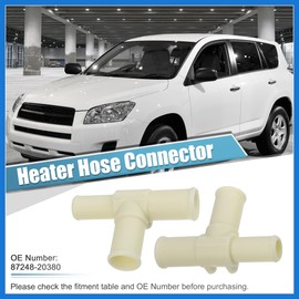 VekAuto 2Pcs Heater Water Pipe for Toyota RAV4 2006-2009 (Limited, Sport, X 4 Cyl 2.4L) - Plastic Tee Connector - 2.80'' Size - Direct Replacement