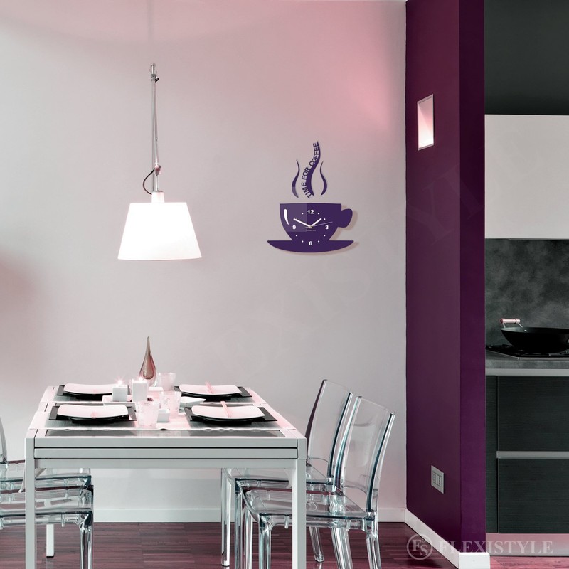 Modern Kitchen Wall Clock, Cup