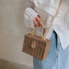 Fecialy Women Handwoven Rattan Handbag Beach Straw Tote Bag Square