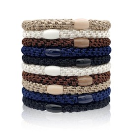 Kisvic Haargummis Mädchen, 10 Stück Haargummis Mehrfarbigen, Mode Elastische Haarbänder Zopfgummis Damen, Haargummi Armband für Dickes und Lockiges Haar (Natürlich)