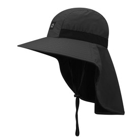 Croogo Fishing Hat Wide Brim Sun Hat with Neck Flap Adjustable Outdoor UV Protection Safari Cap Hiking Boonie Hat,Black-DHJM1