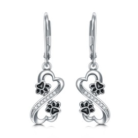 enjoylifecreative Infinity Paw Print Earrings for Women Girls 925 Sterling Silver Puppy Dog Cat Paw Earrings Paw Print Jewellery Gifts for Dog Cat Pet Lovers