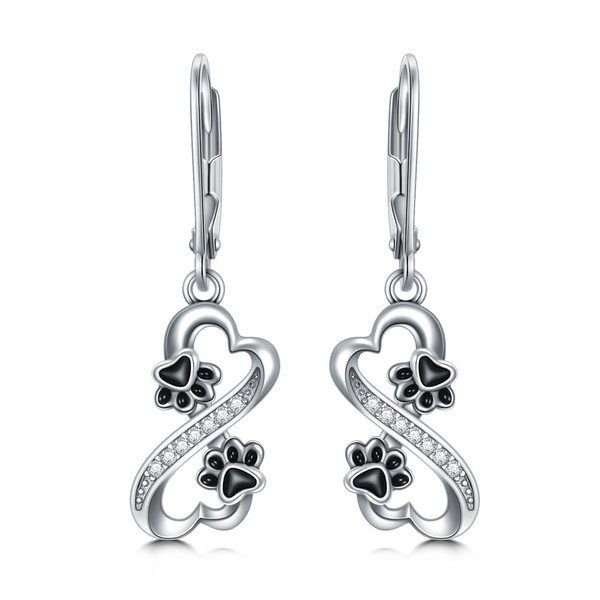 enjoylifecreative Infinity Paw Print Earrings for Women Girls 925 Sterling