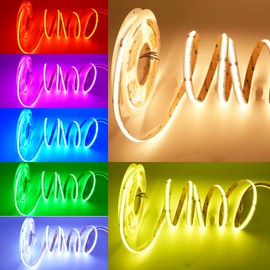 Boarda-Lighting RGBW COB LED Strip,24V 4 in1 RGB+Warm White 3000K Flexible High Density Uniform Light 784LED/m 12mm Width Color Changing LED Ribbon for Indoor Lighting Project DIY Decoration (16.4FT)