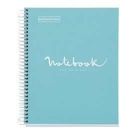 MIQUELRIUS – Notebook A5, Dots Notebook – 1 Coloured Strip, 80 Sheets Lined with Dots, 90 g Micro-Perforated Paper with 2 Rings, Cardboard Cover, Blue