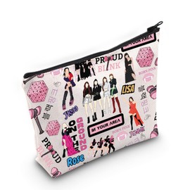 MEIKIUP K-Pop Women Band Cosmetic Makeup Bag Blink Fans Gift K-pop Lover Gift K-pop BPink Singer Fans Gift K-pop Merchandise (area bag)