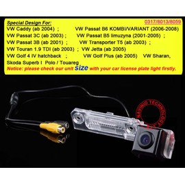Kalakass Waterproof Night Vision Car Rear view Reverse License Plate Camera for VW Magotan Polo Bora Golf Jetta Passat B5 B6 CC Touran Caddy Multivan T5 Transporter Touareg Sharan