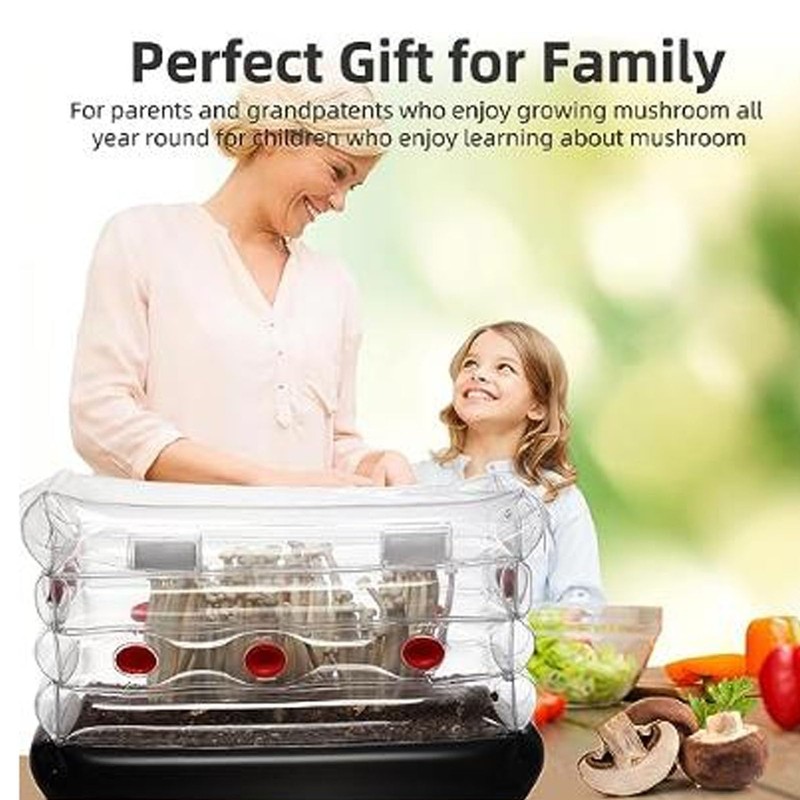 Tnfeeon Versatile Inflatable Mushroom Growing Kit, Portable Monotub Set with