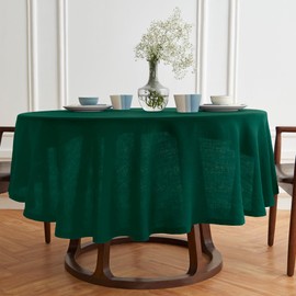 Solino Home Linen Round Tablecloth 60 Inch Diameter - 100% Pure Linen Prewashed Sonoma Green Table Cloth - Machine Washable Tablecloth for Wedding, Parties