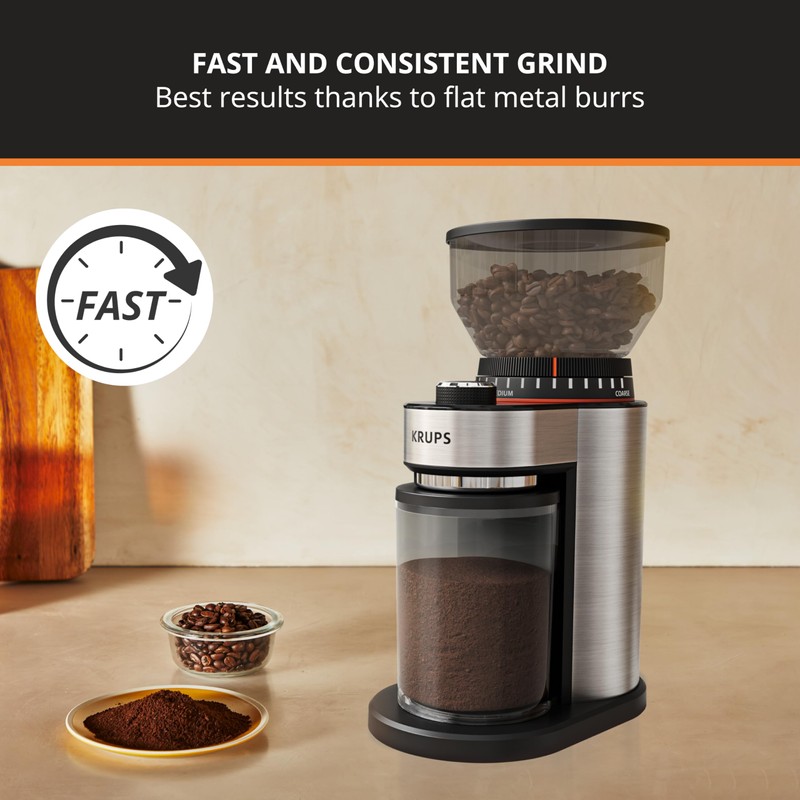 KRUPS Burr Coffee Grinder, 18 Adjustable Grind Settings, 2-20 Cups