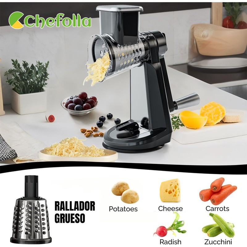 CHEFOLLA Multifuncional Cortador de Verduras,Mandolina Rallador de Verduras