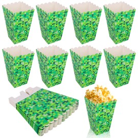 24pcs Popcorn Boxes, Green Game Party Popcorn Boxes Creative Snack Containers Party Supplies for Movie Theater Game Themed Birthday