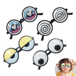4 Pieces Funny Glasses Funny Glasses for Adults, Shaking Googly Eyes Glasses, Silly Glasses for Adults and Kids Party Decorations Accessories for Various Parties Such as Children's Day Birthdays Etc.