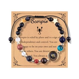 MMIUAEG Zodiac Bracelets for Women 12 Constellations Natural Stone Beaded Stretchable Bracelet Birth Zodiac Sign Bracelets Horoscope Jewelry Gifts-Scorpio