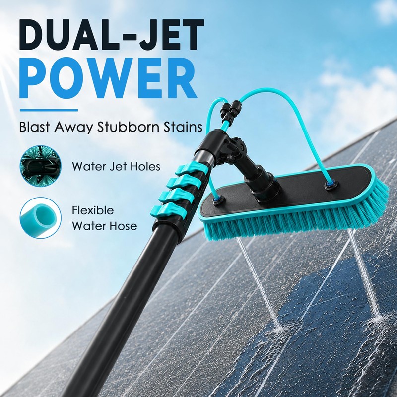 Adjustable 24FT Water Fed Pole Cleaning Kit with 4 Brush