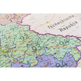Postcode Map of Germany with Lamination on Both Sides Poster DIN A0 84 x 114 cm