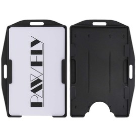 Pawfly 2 Card ID Badge Holder 2 Sided Black Rigid Hard Plastic Credit Card Protector - 2 Pack