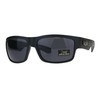 Mens Locs Wood Grain Arm Warp Around Biker Sunglasses Black